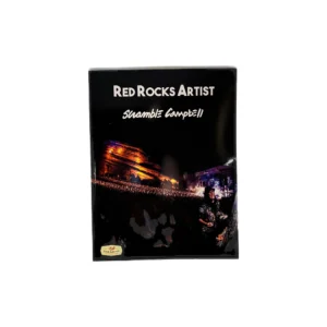 Red Rocks concert poster with illuminated amphitheater