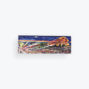 Abstract colorful mountain landscape painting at night