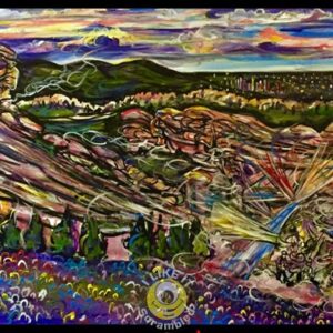 Abstract colorful landscape with flowing lines