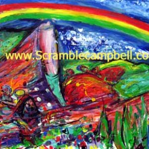Colorful abstract rainbow landscape painting