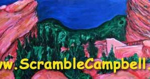 Colorful painted red-rock landscape banner