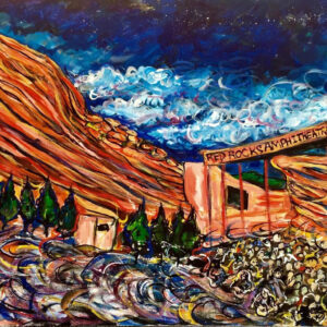 Vibrant painting of Red Rocks Amphitheatre