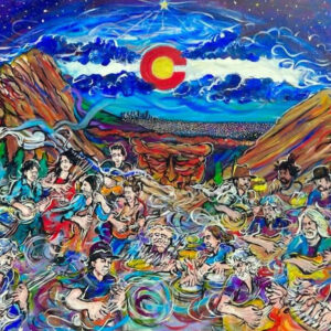 Colorful mural of musicians at Red Rocks