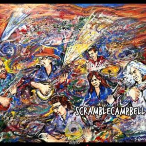 Colorful abstract painting of band performing